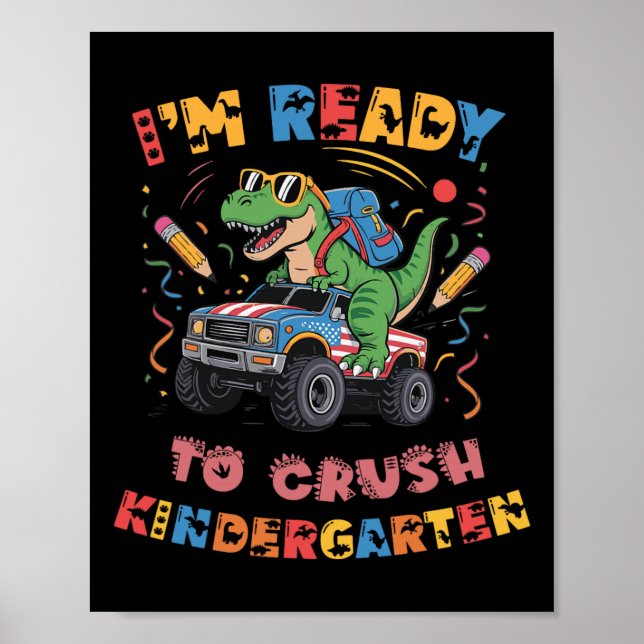 Poster Pronto Para Esmagar Caminhão Monstro De Jardim De  (Frente)