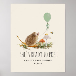 Poster Pronto para Pop Mushroom Hedgehog Chá de fraldas V