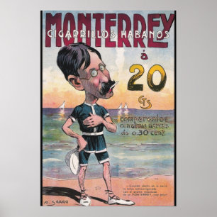 Póster Propaganda 1907 do charuto de Monterrey do vintage