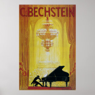 Póster propaganda 1920 do piano do vintage