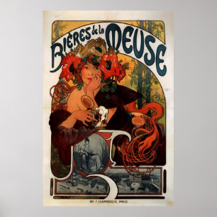 Póster Propaganda da cerveja de Alphons Mucha