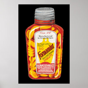 Póster Propaganda das tabuletas médicas de Formamint do