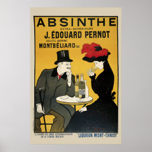 Poster Propaganda de Álcool Vintage de Mesa de Absinto de