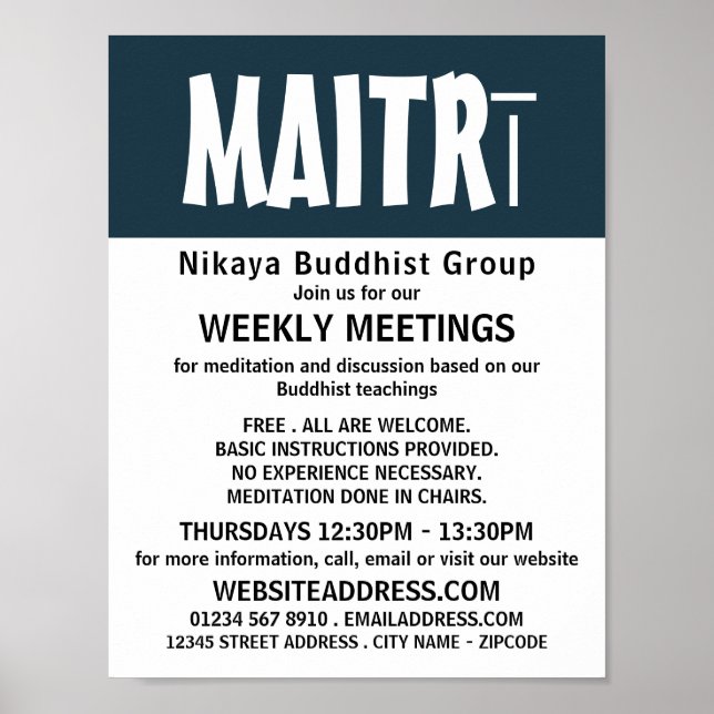 Poster Propaganda de Grupo Budista Moderna (Frente)