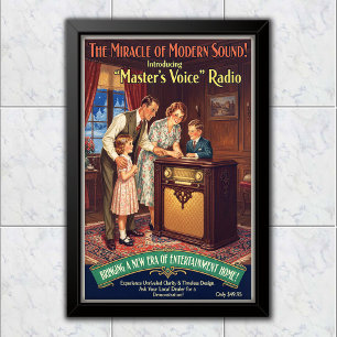 Poster Propaganda de Rádio Master's Voice Vintage de 1936