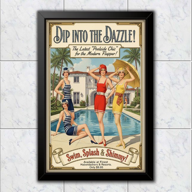Poster Propaganda de Roupas de Banho Chic à Beira da Pisc (Criador carregado)