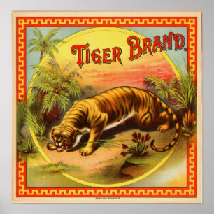 Póster Propaganda do charuto do vintage: Marca do tigre