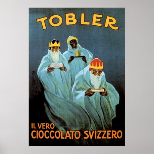 Póster Propaganda do chocolate de Tobler do vintage