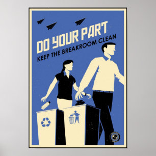Póster Propaganda do escritório: Breakroom (azul)