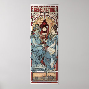 Poster Propaganda do licor beneditino de Mucha do vintage