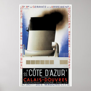 Póster Propaganda do navio do vintage do d'Azur dos SS