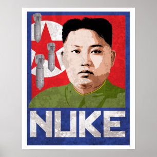 Póster Propaganda do Un de Kim Jong - ARMAS NUCLEARES -