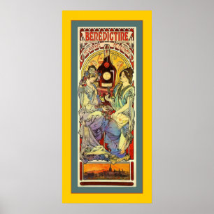 Póster Propaganda do vintage do ~ do licor beneditino