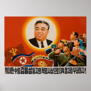 Poster Propaganda DPRK Norte-Coreana Kim Ilsung