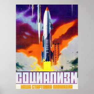 Poster Propaganda Espacial Soviética 31 "Socialismo nosso