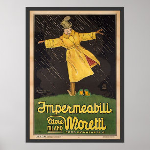 Póster Propaganda italiana do Raincoat do vintage