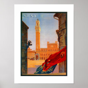 Póster Propaganda italiana do viagem de Siena do vintage