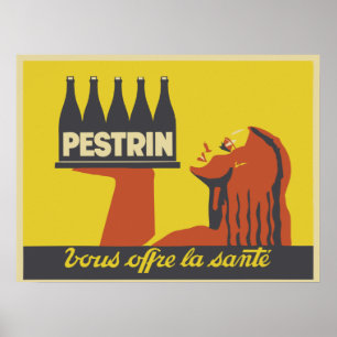 Póster Propaganda retro da água mineral do art deco