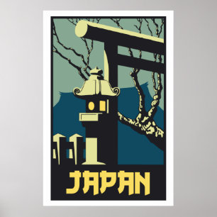 Póster Propaganda retro do viagem de Japão do estilo do