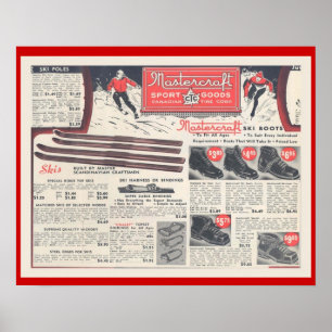 Poster Propaganda, Skiwear e equipamento do esqui do