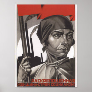 Poster Propaganda soviética da igualdade de gênero