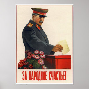 Poster Propaganda soviética Stalin 1950 de URSS