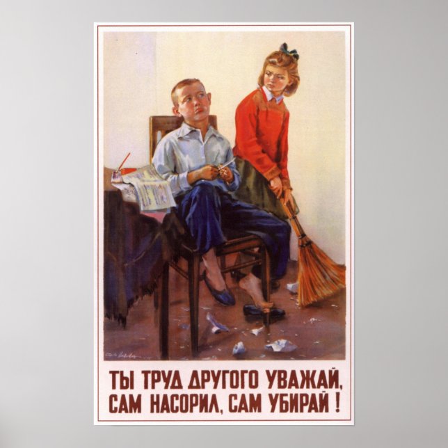 Póster Propaganda Soviética USSR 1954 (Frente)