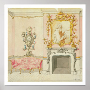 Poster Proposta de interior da sala de desenho, 1755-60 (