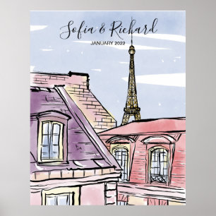 Poster Proposta de Noivado de Paris, presente de casal de