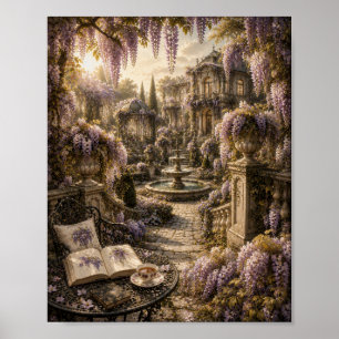 Poster Propriedade da Fonte de Wisteria Botânica Vintage