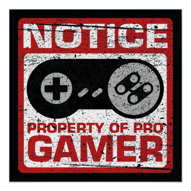 Póster Propriedade De Aviso Do Pro Gamer (Frente)