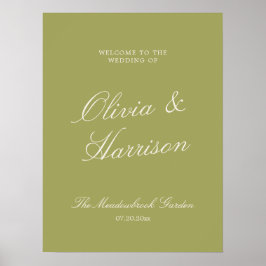 Poster Propriedade Olive Caligrafia Boas-Vindas Casamento