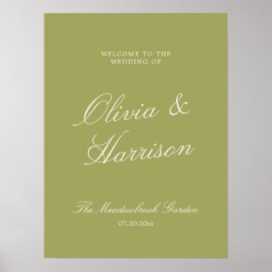 Poster Propriedade Olive Caligrafia Boas-Vindas Casamento