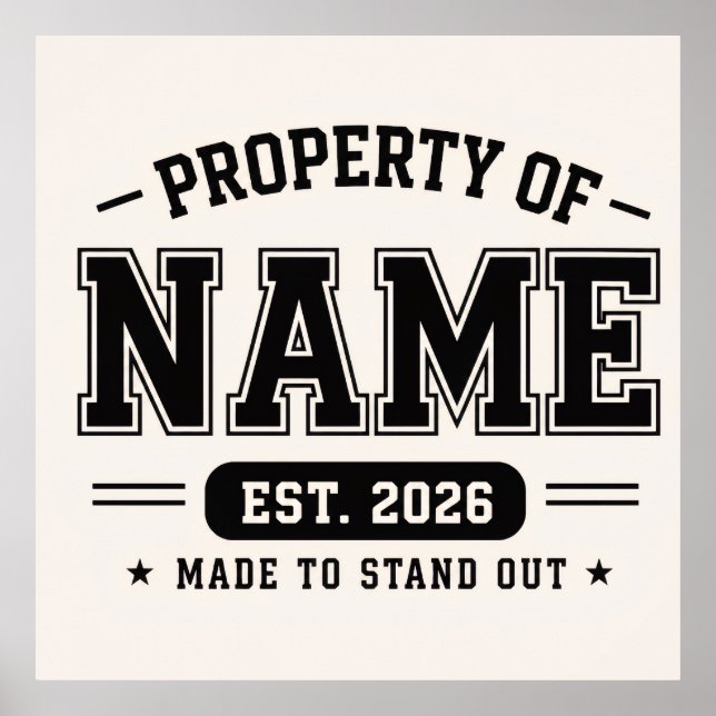 Poster Propriedade Personalizada do Nome – Estilo Univers (Frente)