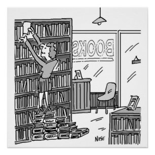 Póster Proprietário da Bookshop Faz Etapas de Livros