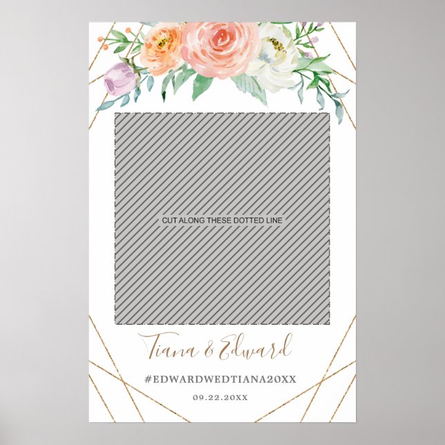 Poster Props De Foto De Casamento De Flor Geométrico (Frente)