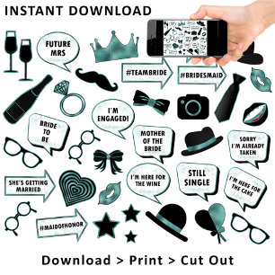 Poster Props Imprimíveis para Teal Booth com Foto de Chá 