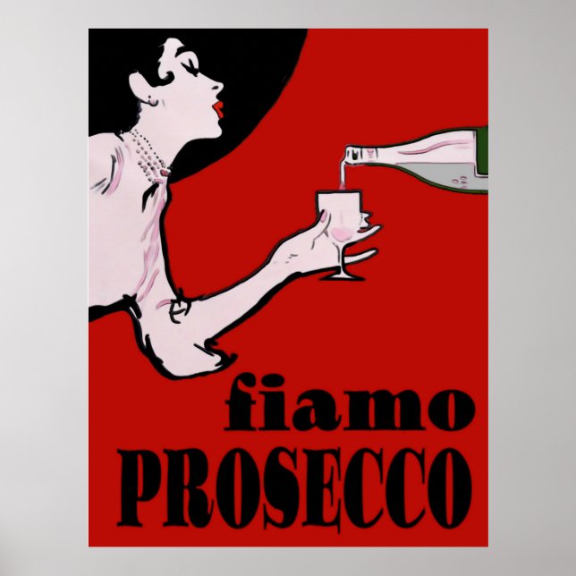 Póster Prosecco Lady Em Vermelho (Frente)
