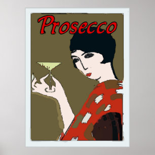 Poster Prosecco, Mulher com Vidro