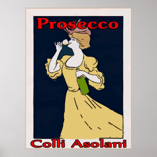 Poster Prosecco, Mulher com Vidro (Frente)