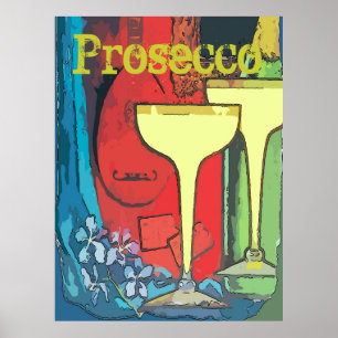 Póster Prosecco, vidros de vinho, edita o texto