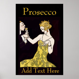 Poster Prosecco, vintage couple, add text,