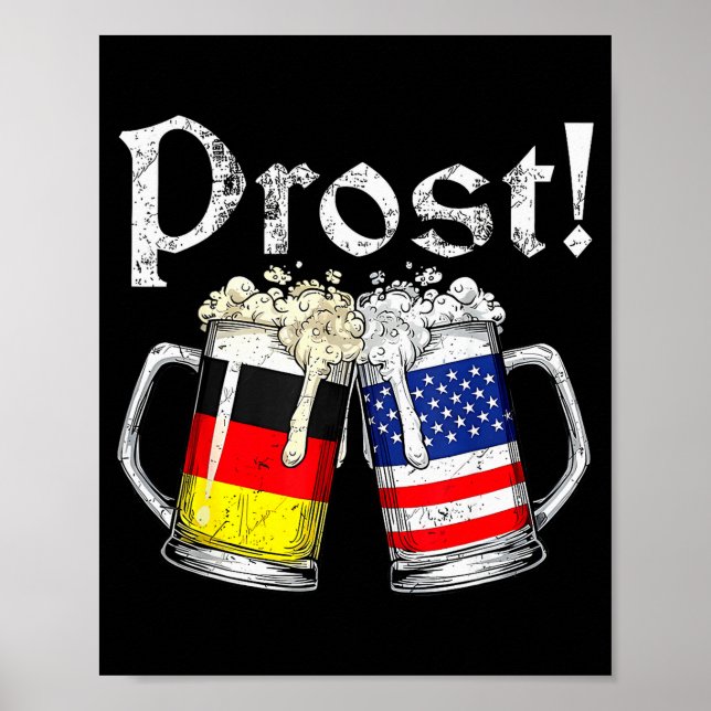 Poster Prost Beer German American Flag Men Mug  (Frente)