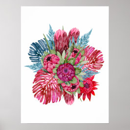 Poster Protea & Flores da Floresta Tropical