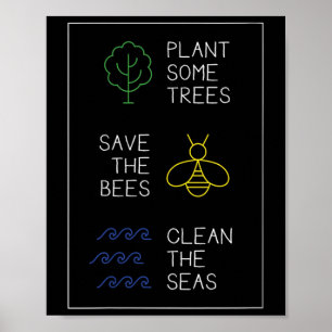Poster Proteção Ambiental Dizendo, Plantar Árvores, Salva