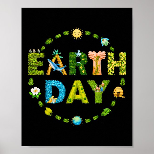Poster Proteção Ambiental do Dia da Terra Salvar Árvore & (Frente)