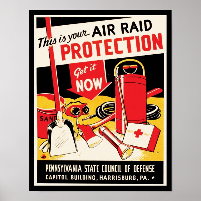 Poster Proteção contra Raid Aéreo (Frente)