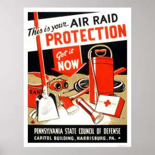 Póster Proteção contra Raid Air 1943 WPA