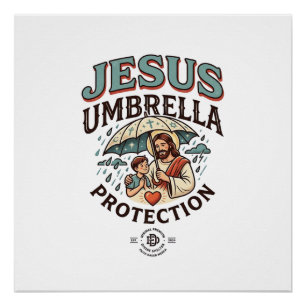 Póster Proteção de Guarda-Chuva de Jesus Proteção de Guar