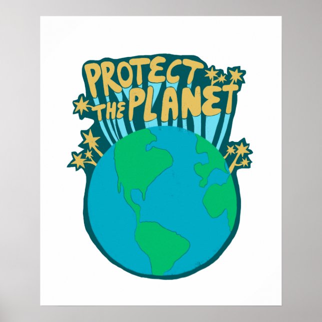 Poster PROTEGER O PLANETA SALVAR A TERRA ARTE Ecológica (Frente)